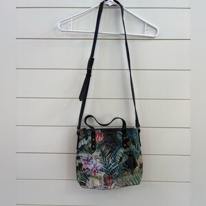 The Sak Collective “Black Jungle” Print Sophie Leather Crossbody Satchel
